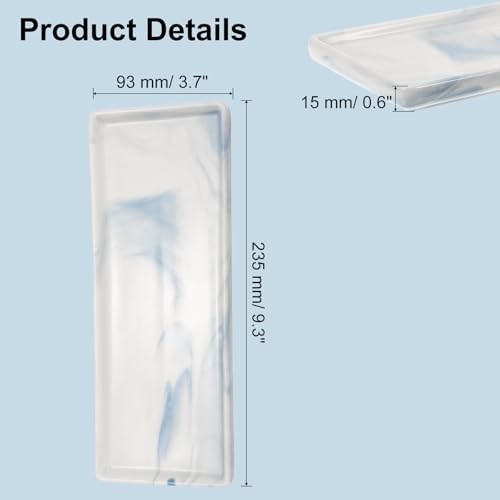 uxcell Marble Tray for Bathroom 9" Small Rectangle Ceramic Vanity Tray for Countertop Shatterproof Bathtub Soap Tray Kitchen Sink Organizer Key Trinket Ring Tray, Blue - color: Blue