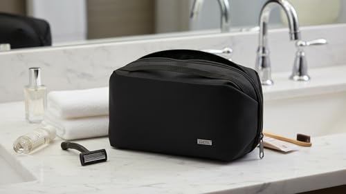 GOX Mens Toiletry Bag, Dry Wet Separate Travel Bag, Dopp Kit Case For Travel, Small Hanging Cosmetics Organizer Pouch (Black) - color: Black