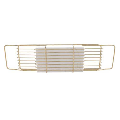 Expandable Bathtub Tray,Bathtub Tray Caddy for Luxury Bath Expandable,Expandable Range 68-90cm/26.77-35.43 in (Gold+White) - color: Gold+white