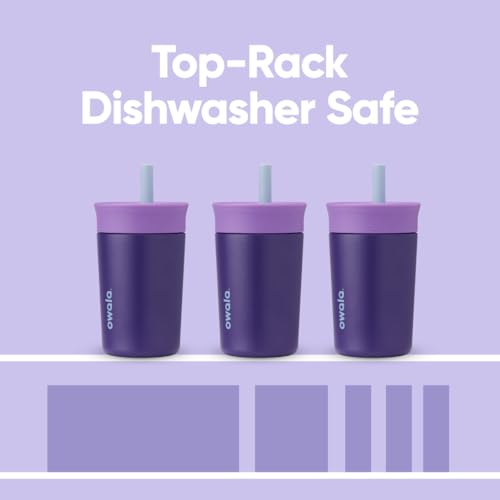 Owala Kids Insulation Stainless Steel Tumbler with Spill Resistant Flexible Straw, Easy to Clean, Kids Water Bottle, Great for Travel, Dishwasher Safe, 12 Oz, Purple (Peacock Palace) - color: Peacock Palace, size: 12 Ounces