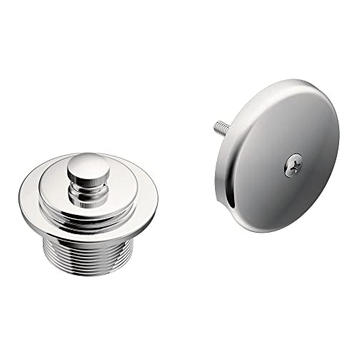 Moen Chrome Push-N-Lock Metal Tub and Shower Drain Kit and Overflow Cover with 1-1/2 Inch Threads, T90331 - color: Chrome, size: 1.5 Inches (Pack of 1)
