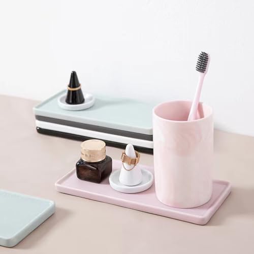 Marble ceramic mug, creative toothbrush holder, simple drinking cup. (Pink) - color: Pink