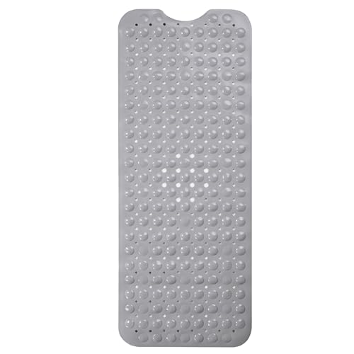 ENKOSI Large Non Slip Bathtub & Shower Mat - Extra Long 40 x 16 Inch, Anti Slip Bathmats for Bathroom Tub (40x16 Grey 1-Pack) - color: Gray