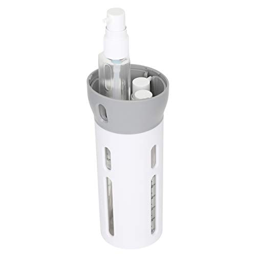 Travigo 4-in-1 Travel Dispenser Bottle, TSA Approved, Leak Proof, Four Reusable 1.4 oz. (40 mL) Toiletry Containers for Shampoo, Conditioner, Soap, Lotion, Skincare (Gray) - color: 1 Dispenser (Gray)