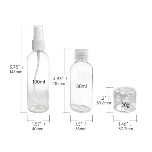 8-Pack Travel Bottles (100ml & 80ml) TSA Approved Leakproof Reusable for All Toiletry Essentials and More