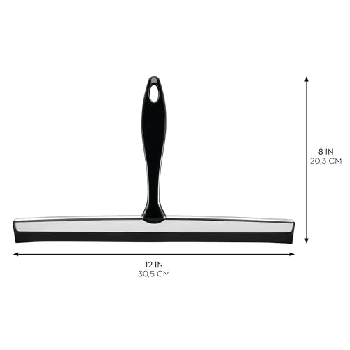 iDesign Bathroom Shower Squeegee, Black/Chrome | Wall Hook Included - color: Black/Chrome, style: Pack of 1
