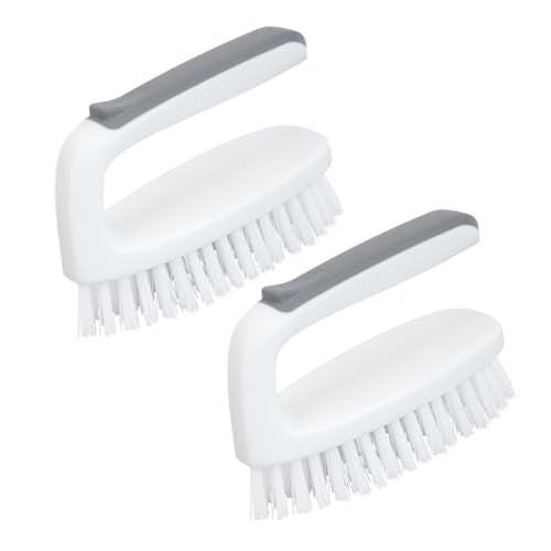 CELOX Carpet Cleaning Brush, Heavy Duty Scrub Brush with Handle, 2 Pack, White - color: White Gray