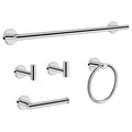 NearMoon 5 Pieces Bathroom Hardware Set SUS304 Thicken Stainless Steel-Towel Rack Kit Include 24" Towel Rod + Bath Towel Ring + Toilet Paper Holder + Robe Towel Hooks Bath Accessories (Chrome Finish) - color: Chrome Finish