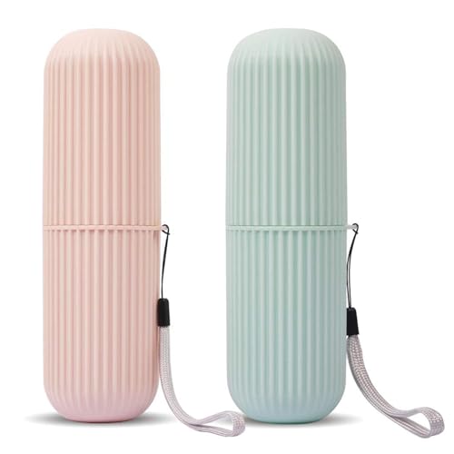 2 PCS Travel Toothbrush Case, Portable Business Trips Camping Wash Cup Holder Organizer, Unbreakable Tooth Brush Suit Organizer for Bathroom Daily Use