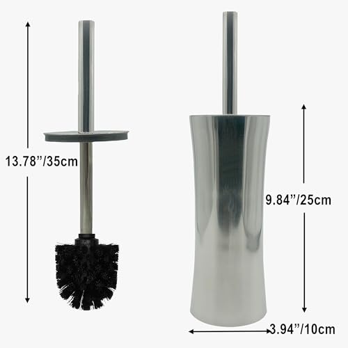 Vince Camuto Toilet Bowl Brush with Holder, Durable Bathroom Cleaning Tool, Modern Design for Easy Toilet Maintenance, Bathroom Cleaner Brush for Efficient Cleaning and Hygiene - color: Chrome