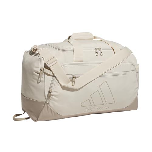 adidas Defender 5 Duffel Bag for Sports, Gym and Travel, Crystal Linen Beige/Trace Khaki, OSFA - color: Crystal Linen Beige/Trace Khaki, style: Small (42l)