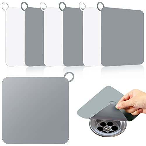 Yinkin 6 Pcs Drain Covers to Keep Bugs Out Silicone Shower Floor Tub Stoppers Bathtub Drain Stoppers Sewer Anti-Odor Mats Deodorizing Plugs for Bathroom(4.72 x 4.72 Inch,Square,Grey and White) - color: Grey and White, size: 4.72 x 4.72 Inch, style: Square