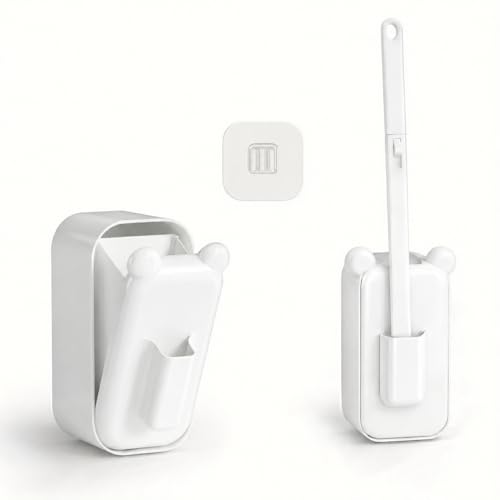 for Small Apartment Bathrooms – Disposable Toilet Brush Set with 32 Replaceable Heads, Wall-Mounted Holder, White Bathroom Cleaning Brush for Easy Daily Toilet Cleaning - color: White – 32 Refills Flip-open Toilet Brush