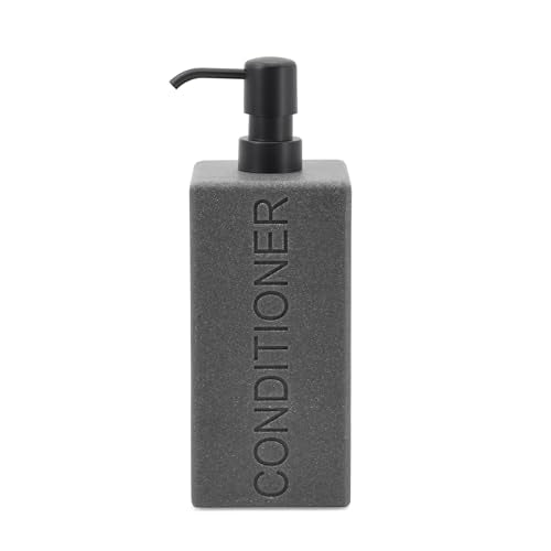 Rectangular Resin Dispenser Premium Bathroom Shampoo Conditioner Body Wash Bottle Modern Refillable Pump Design - color: Gray