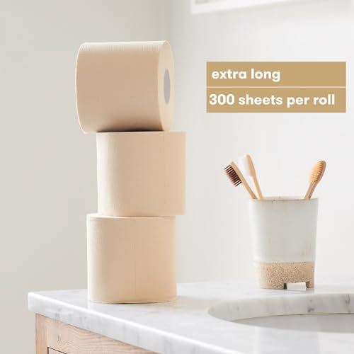 Bumboo Bamboo Toilet Roll 48 Pack | Unbleached Toilet Paper 3 ply, 300 Sheets | Eco Toilet Rolls Bulk Buy | Plastic-Free, Soft, Strong, Sustainable Loo Roll - size: 48 Count (Pack of 1)