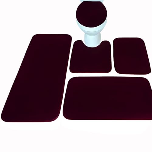 Madeals Runner Bathroom Rug Sets 5 Piece Ultra Absorbent Long Bath Mat for Bathroom - Non-Slip Memory Foam 5 Piece Bathroom Mat Set Black - color: Black, size: L-20"x 46"/20"x 32"/17"x 24"/Contour/Lid Cover