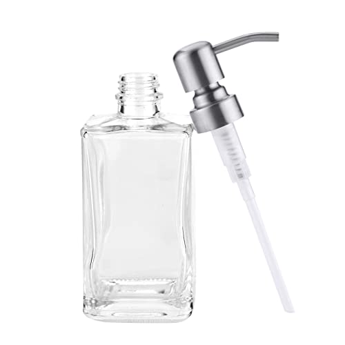 13.5 Oz Clear Glass Soap Dispenser with Rust Proof Stainless Steel Pump, Refillable Liquid Hand Soap Jar for Bathroom, Premium Kitchen Soap Dispenser (Brushed Nickel) - color: Brushed Nickel