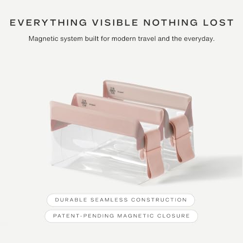 Cadence Parcel - Clear Travel Kit with Zipperless Magnetic Closure - Rose, Small - Durable, Leak-Resistant and TSA Approved Toiletry Bag - Modular Organization - Recycled TPU (.5 Qt) - color: Rose, size: Small