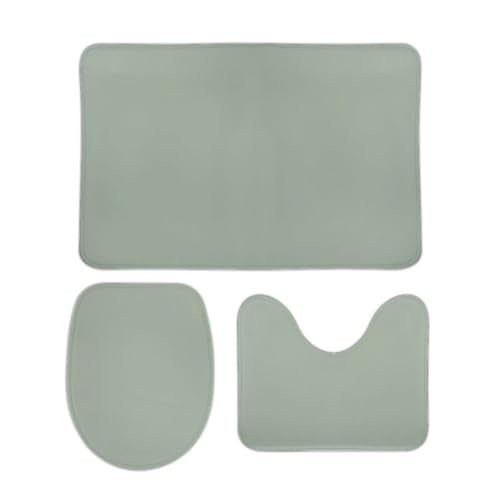 Bathroom Rugs Set 3 Piece Simple Stylish Chic Sage Green Bath Rug Mat Set, Non Slip Absorbent Bathroom Decor Mat, Toilet Lid Cover & U Shaped Contour Rug - color: Sage Green, size: 1'8" x 2'6" (Rectangular)