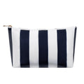 RSRSLEII Large Waterproof Travel Stripe Makeup Bag,Aesthetic PVC Toiletry Bag,Coquette Cosmetic Bag Organizer,Cute Preppy Carry-on Travel Accessories Essentials for Women Girls(Dark Blue) - color: Dark Blue