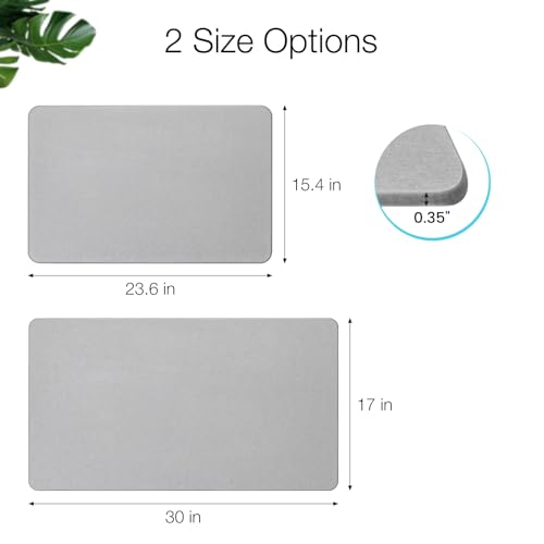 Large Diatomite Stone Bath Mat, Premium Non-Slip Natural Diatomaceous Earth Bathtub Quick Drying Mats for Bathroom Floor (30" x 17" Light Gray) - color: Light Grey, size: 30" x 17"