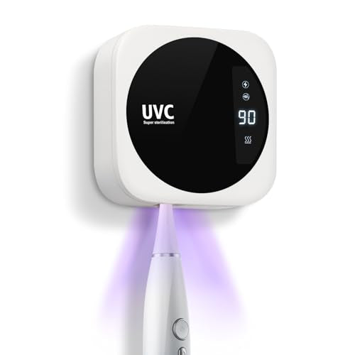 Travel Toothbrush Cleaning Case,Portable UV Toothbrush Cleaner with LED Screen,Smart Toothbrush Holder with Heating,Fan Drying and Mirror For Traveling or Business Trip & Fit All Toothbrushes - White