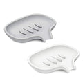 SUBEKYU Silicone Soap Dish for Bathroom,Bar Soap Holder for Shower with Draining Tray, Waterfall Soap Tray for Kitchen Sink, Set of 2 (White + Gray(Style 1)) - color: White + Gray(style 1)