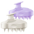 HEETA Hair Scalp Massager Shampoo Brush 2 Pack, Soft Silicone Bristles for Dandruff Removal, Waterproof for Wet & Dry Hair, Suitable for Men & Women (Light Beige & Purple) - color: Light Beige & Purple
