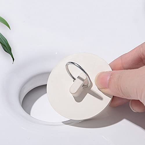 Drain Stopper Set,4 Sizes Bathtub Stopper Rubber Sink Stoppers Set White Stopper Plug with Hanging Ring for Bathtub, Kitchen and Bathroom