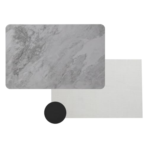 J&V TEXTILES Marble 24x15 Stone Bath Mat Diatomaceous Earth Shower Mat Non-Slip Super Absorbent Diatomite for Bathroom Floor Quick-Drying Easy to Clean (Gray Marble) - color: Gray Marble