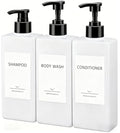 Shampoo and Conditioner Dispenser Set, 3Pack Refillable Shampoo and Conditioner Bottles with Labels, 500ml Soap Dispenser 16.9oz Shower Dispenser Square Pump Bottle for Bathroom and Kitchen - White - color: White - 3pack 16.9oz
