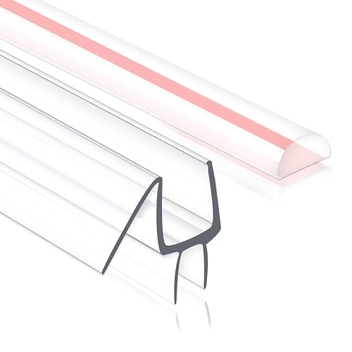 Frameless Shower Door Seal Strip 2 Pack x 39 Inch MD Glass Shower Door Bottom Seal Strip for 3/8" Glass Shower Door Sweep Ultra-Clear Polycarbonate, Stop Showers Leaks Create A Water Barrier - color: MD-Type Bottom, size: 2PCS & 3/8" & 39"