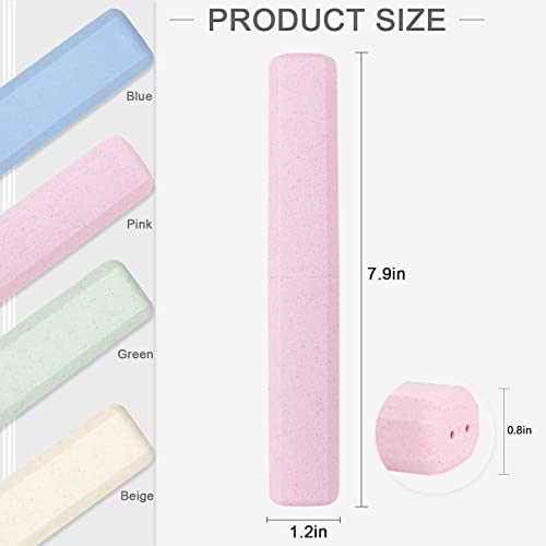 Mulbozy 4 Packs Portable Travel Toothbrush Case, Breathable Plastic Toothbrush Holder for Home, Travel, Business, Camping, School - color: Pink, Blue, Beige, Green
