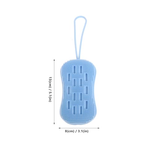 Silicone Bathing Brush 2pcs Set Double-Sided Body Scrubber Gloves Blue for Adults Bathroom Massage and Deep Cleaning Bath Accessories