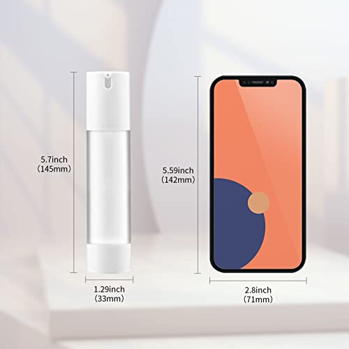longway 1.7 Oz (50ML) Empty Refillable Airless Pump Bottle,Travel Foundation Containers,Airless Cosmetic Pump Bottle for Hand Sanitizer, Toner,Gel,Hair Oil, Lotion and Face Cream (Pack of 6, Frosted) - size: 50 ml