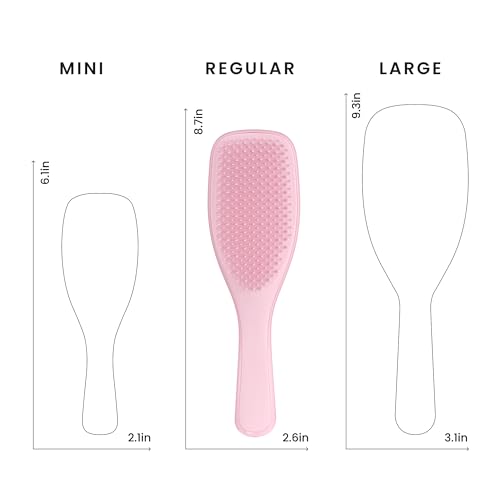Tangle Teezer Ultimate Detangler Brush, Straight to Wavy, Millennial Pink | Patented two-tier, regular-flex teeth reduce breakage & split ends on wet or dry hair; Shower-friendly hairbrush for all ages - color: Millennial Pink