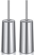 Toilet Brush and Holder, 2 Pack Toilet Brush with 304 Stainless Steel Long Handle, Toilet Bowl Brush for Bathroom Toilet-Ergonomic, Elegant,Durable (Silver) - color: Silver
