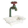 Creative Co-Op Charming Cast Iron Soap Dish with Miniature Faucet Detail - color: White, style: Soap Dish