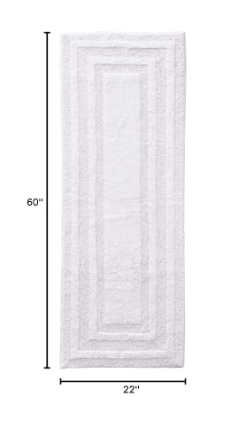 Eddie Bauer - Bathroom Rug, 100% Soft Plush Tufted Cotton Runner Rug, Highly Absorbent, Quick-Dry, and Skid-Resistant Backing (Logan White, 22" x 60") - color: White, style: 22" x 60"