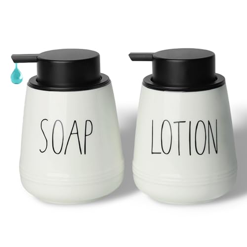 Ceramic Soap Dispenser Set, 13oz Wash Soap Dispenser (Liquid-Soap & Lotion) - color: Liquid-soap & Lotion