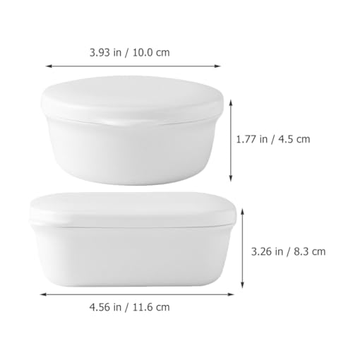 Beaupretty 2pcs Portable Travel Soap Box with Lid Leakproof Drainable Soap Holder Set White Rectangular Round Bathroom Case for Shower and Travel Use