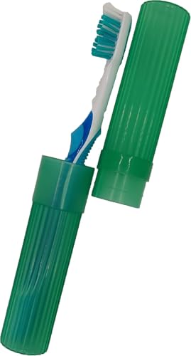 American Comb Green Toothbrush Covers & Soap Box Set - Matching Colors - Tooth Brush Cover Cap, Soap Dish Travel, Soap Dish Holder Travel - Plastic Portable Set with Cover - color: Green