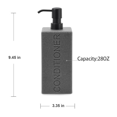 Rectangular Resin Dispenser Premium Bathroom Shampoo Conditioner Body Wash Bottle Modern Refillable Pump Design - color: Gray