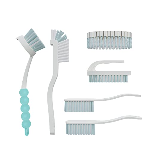 6 PCS Cleaning Brush, Scrub Brush Set for Kitchen and Bathroom Household Use with Various Brushes for Cleaning Dishes, Tiles, Corners and Floors Sky Blue - color: Blue