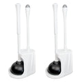 CELOX 2 Set Toilet Brush and Plunger Set, Toilet Brush and Holder Set, Toilet Bowl Brush and Holder, White - color: Shiny-white