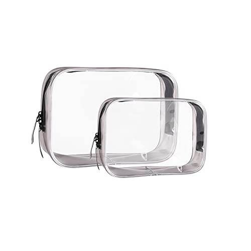 Buminee Clear Travel Bags for Toiletries, Lightweight Toiletry Bag, 2 Pack Multipurpose Transparent TSA Cosmetic Bag - color: black 2 Pack