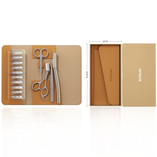 Tweezers for Women Facial Hair, 4 in 1 Eyebrow Kit with Tweezers, Eyebrow Trimmer Scissors, Razor, Style Leather Travel Case, Hair Plucking Daily Beauty Tools
