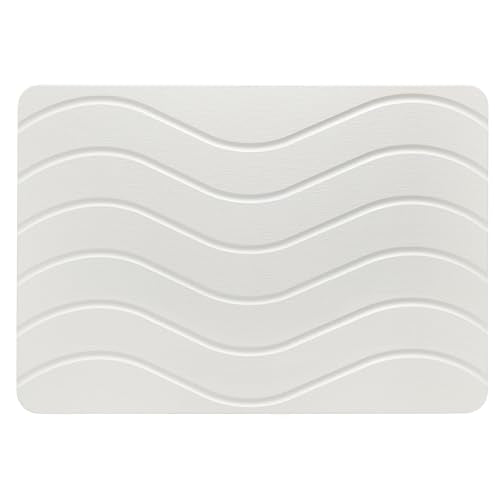 Absorbent Stone Bath Mat, Diatomaceous Earth Shower Mats, Non-Slip Water Absorbing Diatomite Stone Mat for Bathroom Floor, Quick-Drying Easy to Clean (23" x 16" White) - color: White