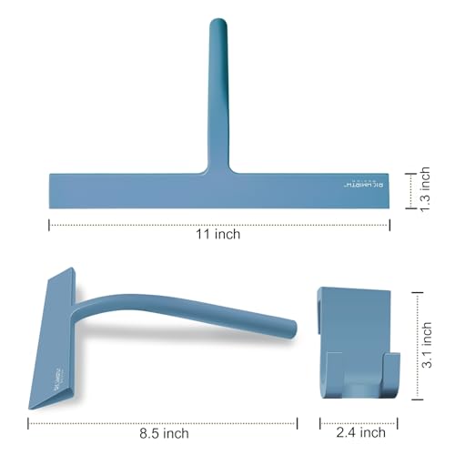 Large Shower Squeegee for Glass Doors, Richmirth 11 Inch Squiggy for Shower Glass Bathroom Squeegee Mop Wiper Cleaner Tool for Tile Wall, Car Glass, Window - Green - color: Green, size: 11 Inches