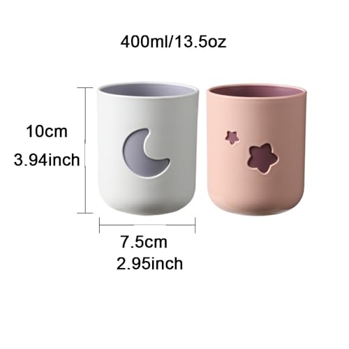 Moon-Themed Couple Mouthwash Cup Set - Simple PP Material Toothbrush Holder and Drinking Cup, Suitable for Home and Bathroom use (2-Pack)(White & Pink)